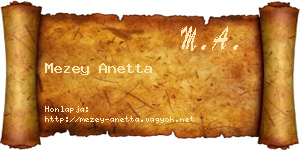 Mezey Anetta névjegykártya